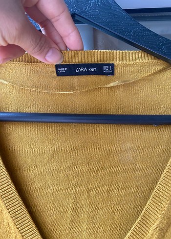 Hardal V Yaka Kadın Triko Kazak - Görsel 4