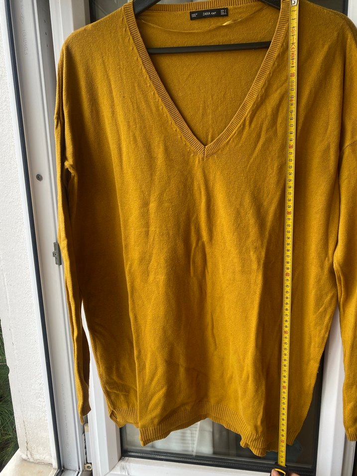 Hardal V Yaka Kadın Triko Kazak - Görsel 5