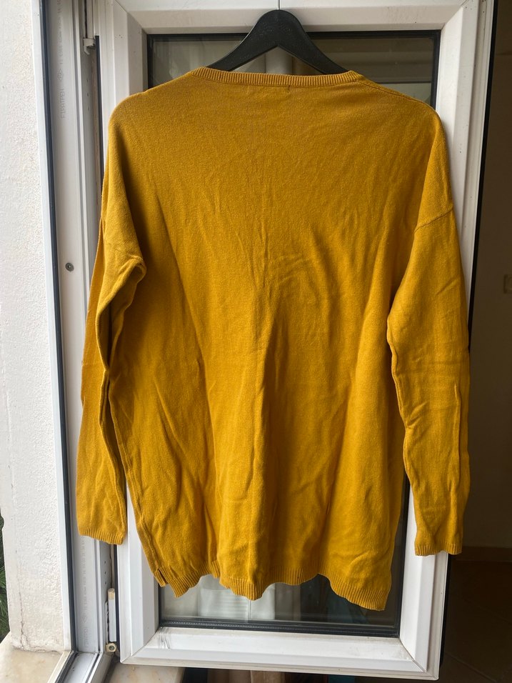 Hardal V Yaka Kadın Triko Kazak - Görsel 2