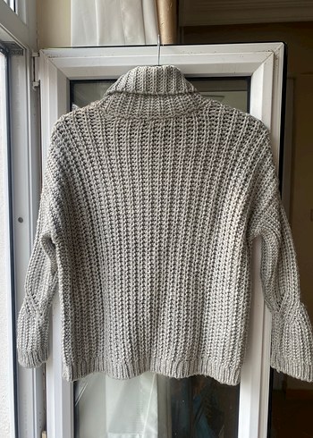 Gri Bohem Boğazlı Örgü Kadın Kazak - Görsel 2