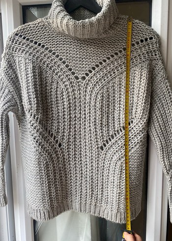 Gri Bohem Boğazlı Örgü Kadın Kazak - Görsel 5