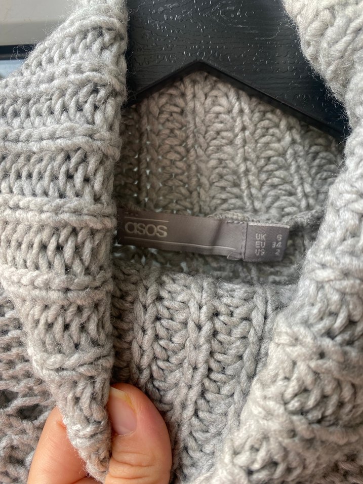 Gri Bohem Boğazlı Örgü Kadın Kazak - Görsel 4