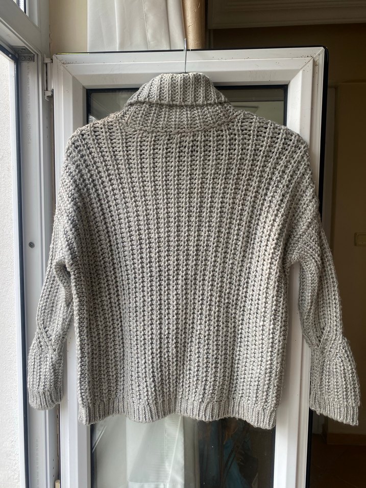 Gri Bohem Boğazlı Örgü Kadın Kazak - Görsel 2