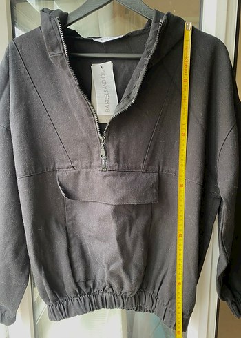 Siyah Fermuarlı kapusonlu hoodie - Görsel 7