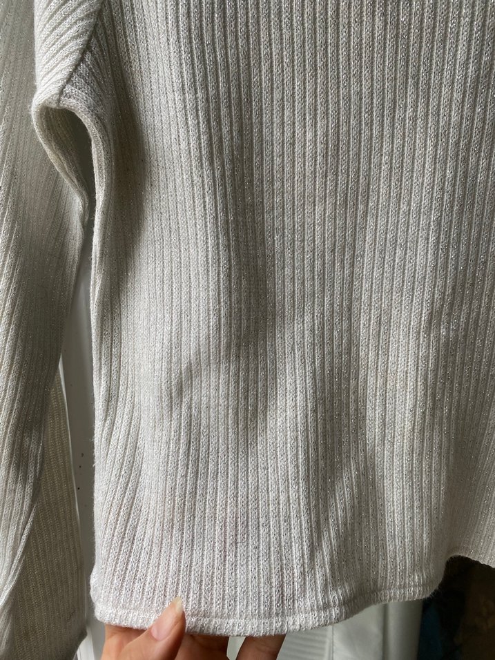 Hafif simli beyaz triko - Görsel 4