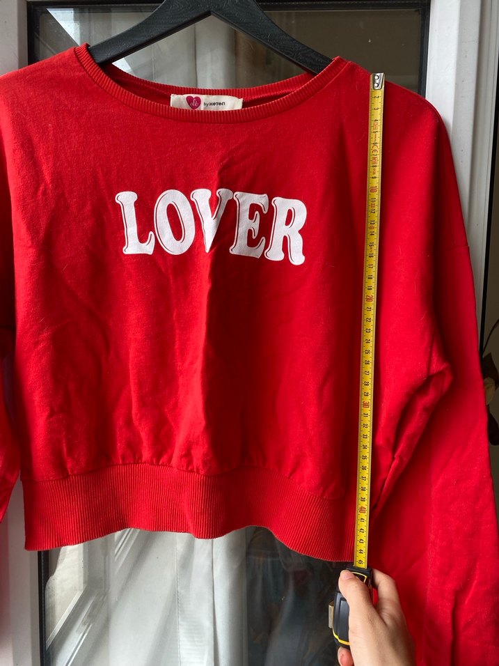 Lover slogan kirmizi crop - Görsel 5