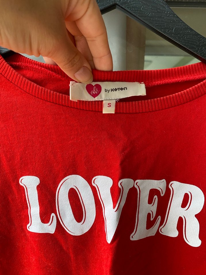 Lover slogan kirmizi crop - Görsel 4