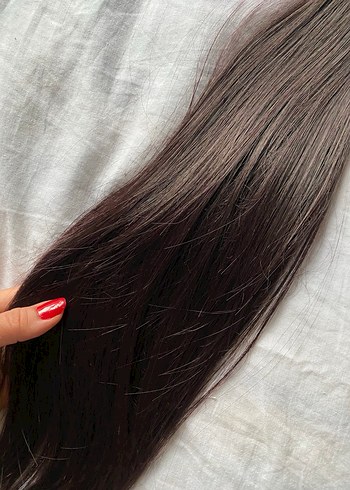 Koyu Kahverengi İpeksi Kadın takma saç/peruk - Görsel 4