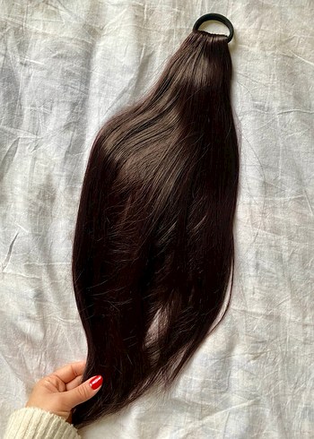 Koyu Kahverengi İpeksi Kadın takma saç/peruk - Görsel 3