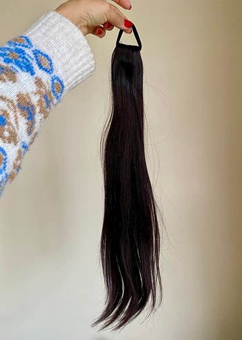 Koyu Kahverengi İpeksi Kadın takma saç/peruk - Görsel 6