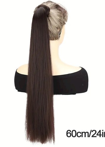 Koyu Kahverengi İpeksi Kadın takma saç/peruk - Görsel 2