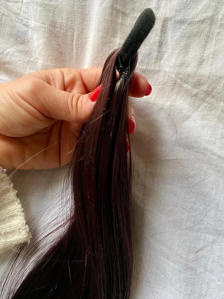 Koyu Kahverengi İpeksi Kadın takma saç/peruk - Görsel 5