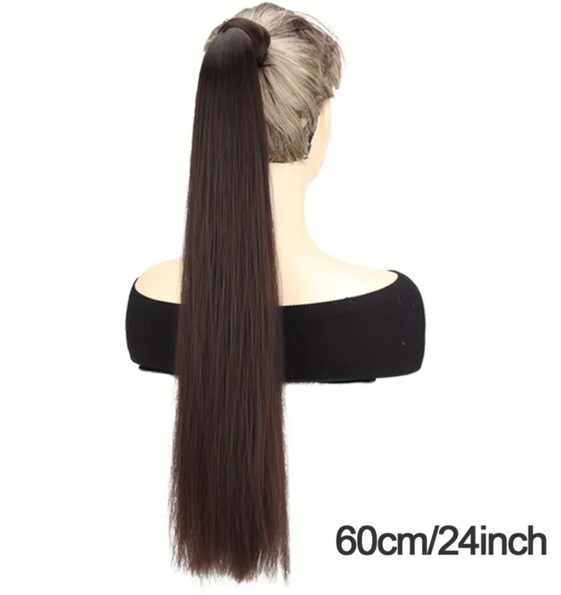 Koyu Kahverengi İpeksi Kadın takma saç/peruk - Görsel 2