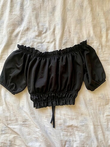 s Beden Siyah crop bluz