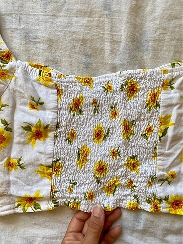 m Beden beyaz Renk Cicekli crop