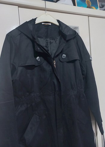 Siyah Trençkot/ Yağmurluk - Görsel 2