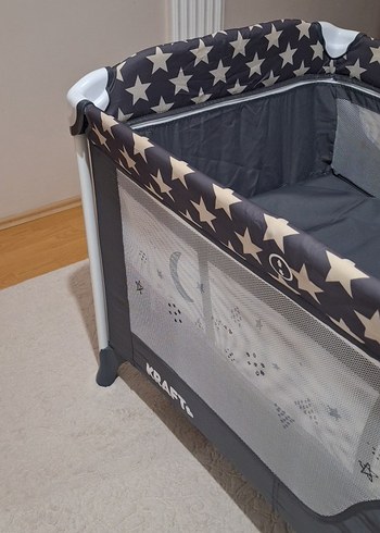 Gri Yıldız Desenli Park Beşik - Görsel 6