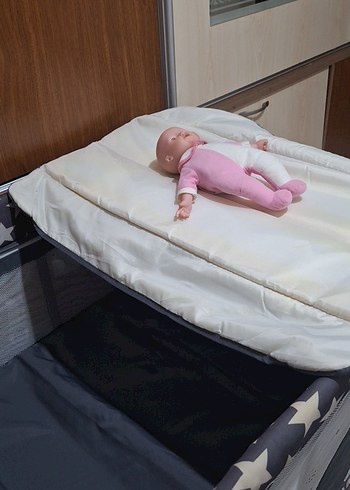 Gri Yıldız Desenli Park Beşik - Görsel 7