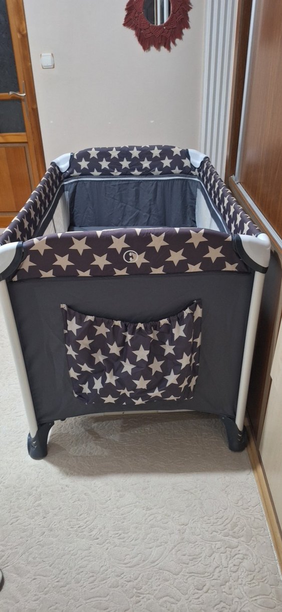 Gri Yıldız Desenli Park Beşik - Görsel 5