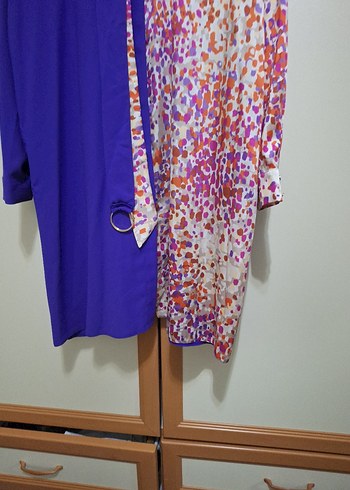 Renkli Batik Desenli Uzun Mor Kadın Tunik - Görsel 3