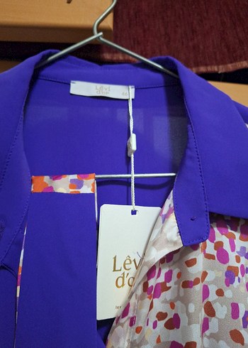 Renkli Batik Desenli Uzun Mor Kadın Tunik - Görsel 4