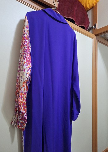 Renkli Batik Desenli Uzun Mor Kadın Tunik - Görsel 7