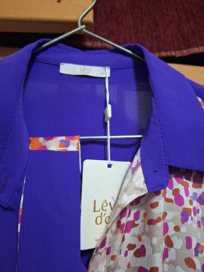 Renkli Batik Desenli Uzun Mor Kadın Tunik - Görsel 4