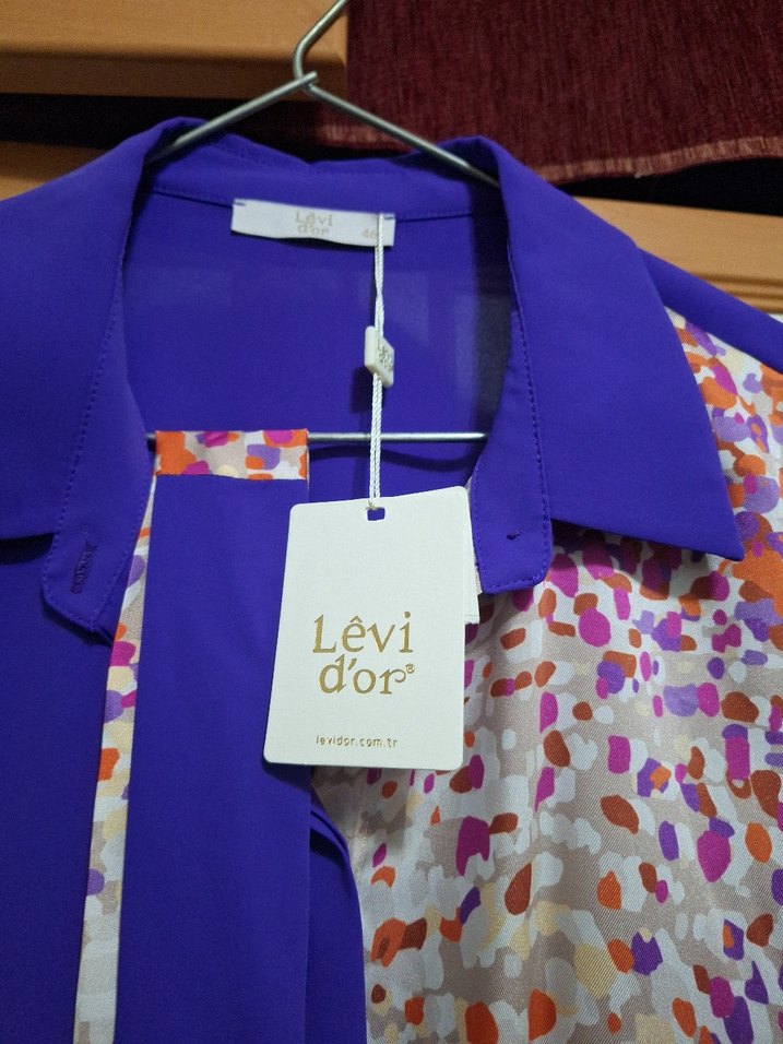 Renkli Batik Desenli Uzun Mor Kadın Tunik - Görsel 5