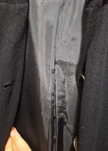 Siyah Kadın Uzun Düğmeli Kaban - Görsel 7