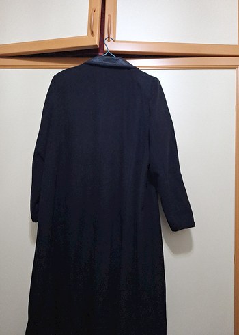 Siyah Kadın Uzun Düğmeli Kaban - Görsel 4