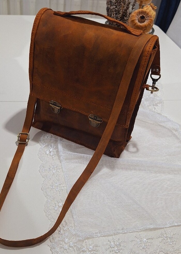 El yapımı hakiki deri çanta  - Görsel 2