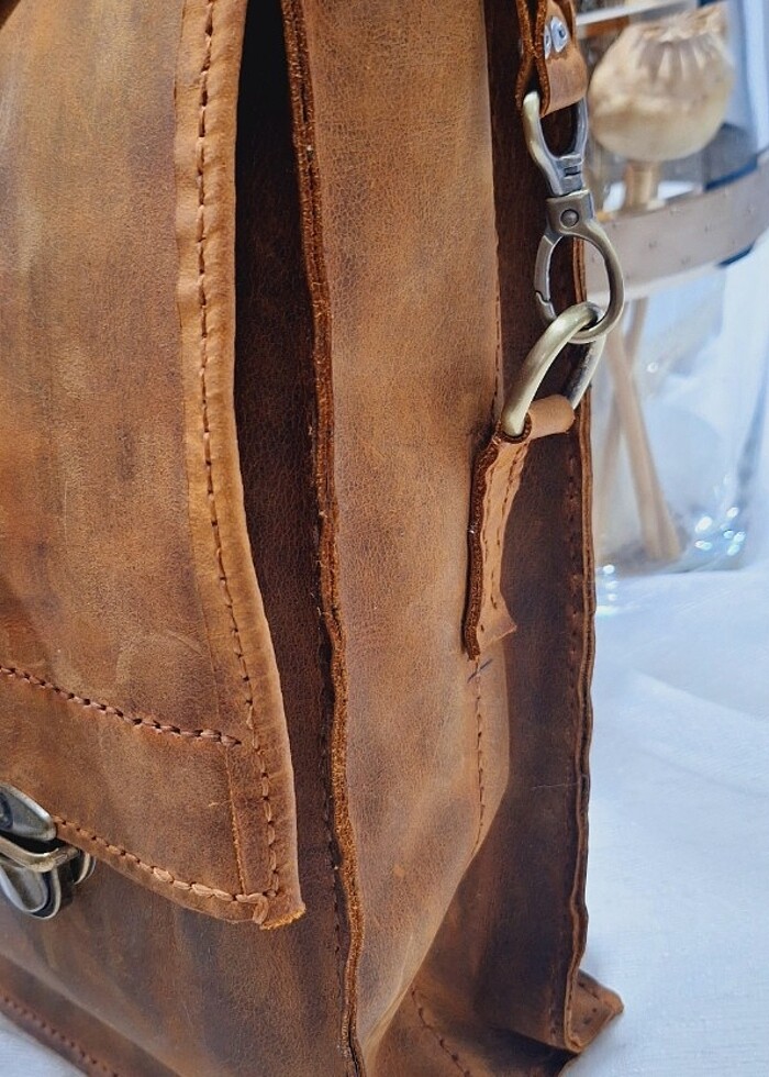 El yapımı hakiki deri çanta  - Görsel 3