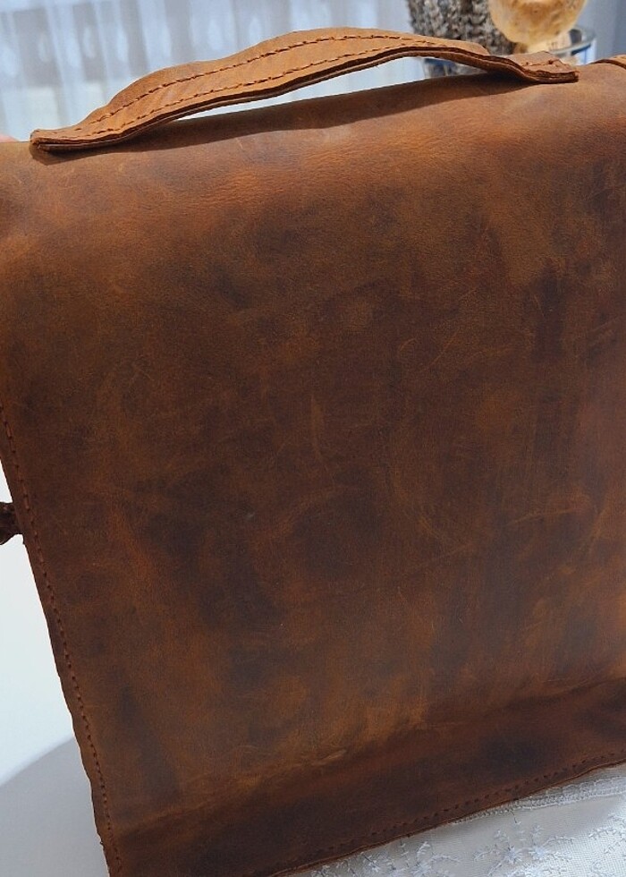 El yapımı hakiki deri çanta  - Görsel 5