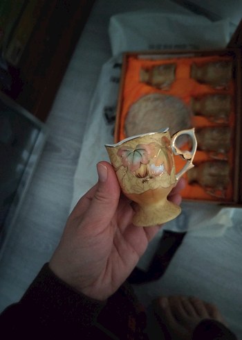 Kahverengi Desenli Seramik Fincan Seti - Görsel 2