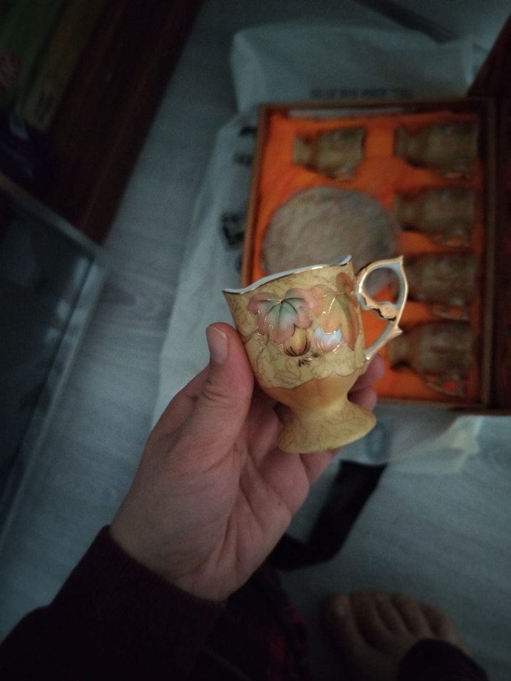 Kahverengi Desenli Seramik Fincan Seti - Görsel 2