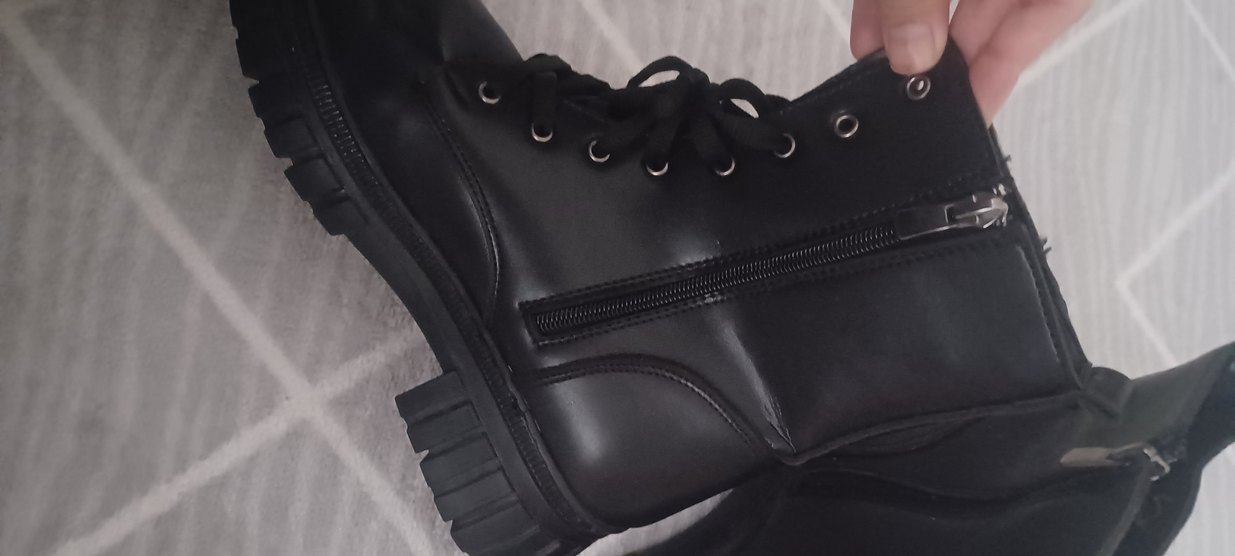 Siyah Deri Blok Topuklu Punk Botlar - Görsel 4