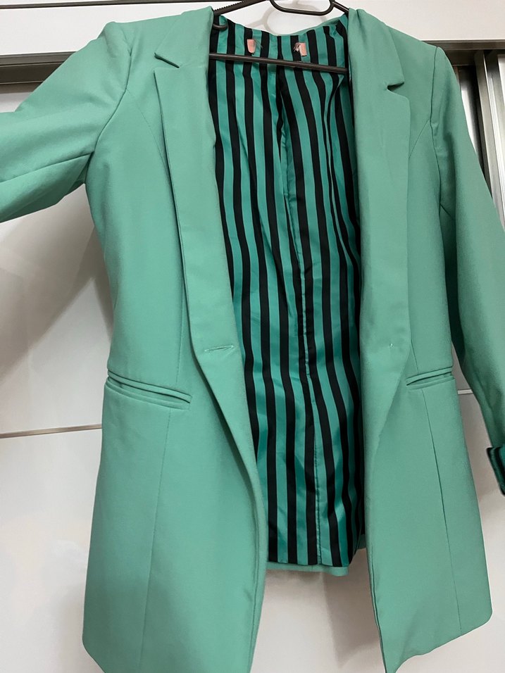 Turkuaz Düğmeli Kadın Blazer Ceket - Görsel 3