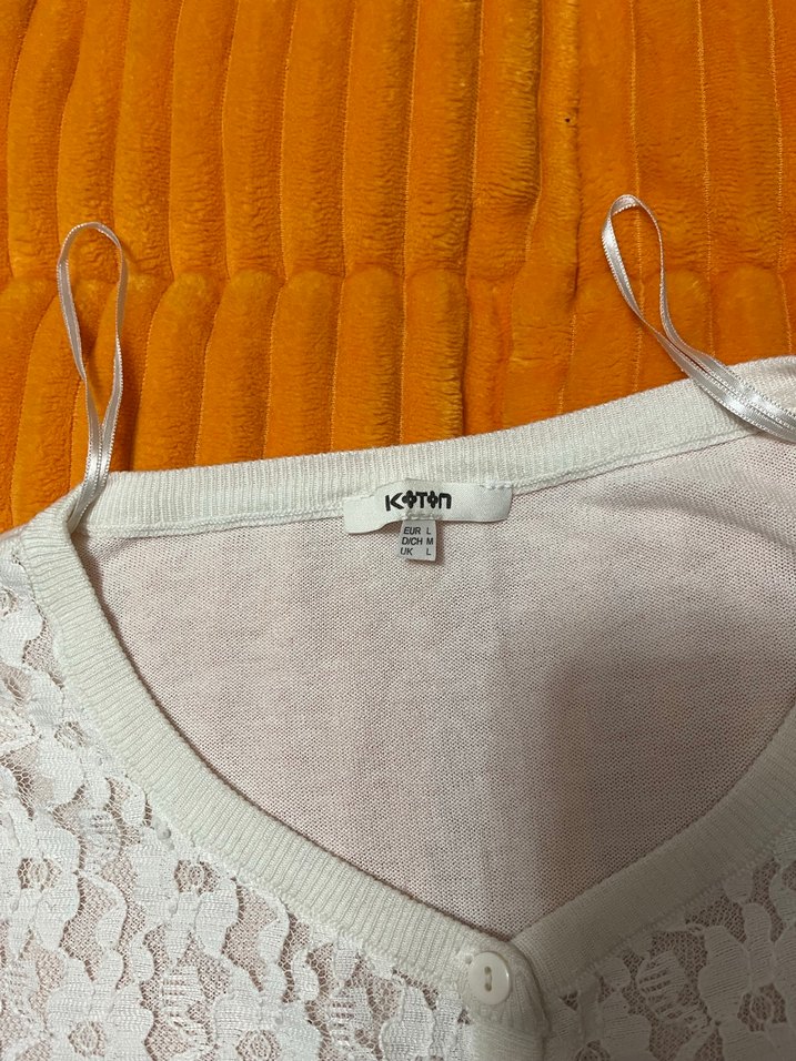 Dantel Detaylı Beyaz Kadın Hırka - Görsel 2