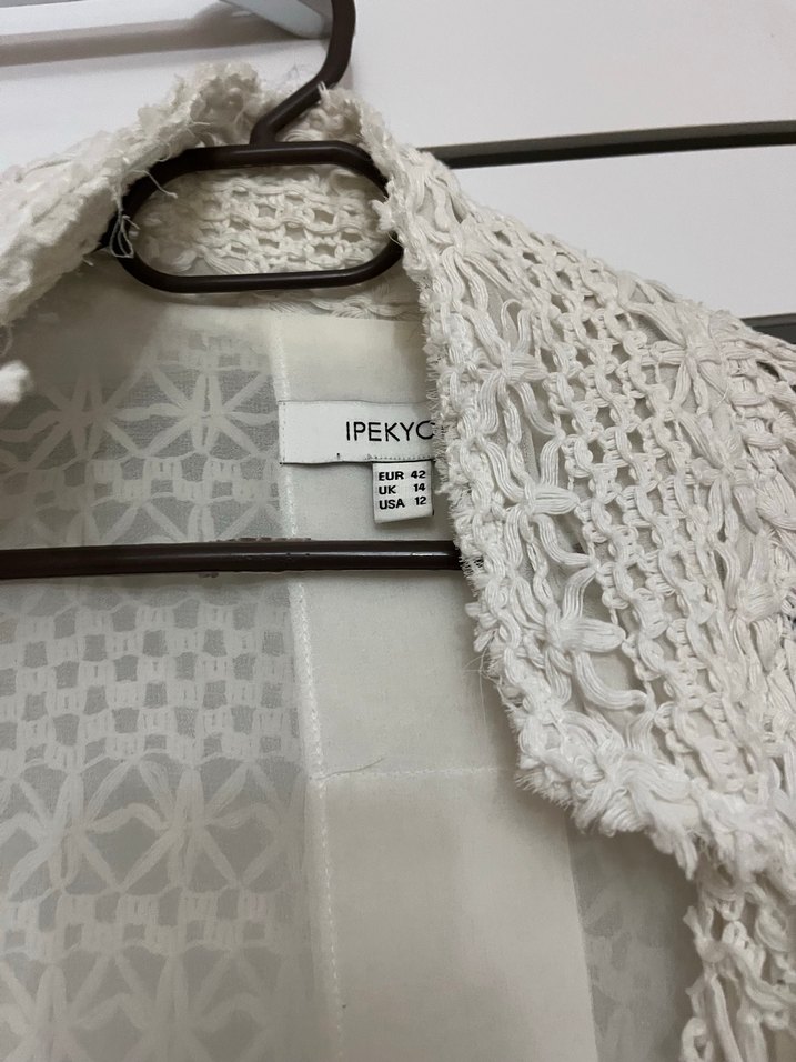 Bej Örgü Kadın Hırka, Uzun Kollu, Bohem Tarz - Görsel 2