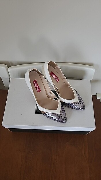 Beyaz gümüş stiletto - Görsel 2