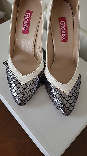 Beyaz gümüş stiletto - Görsel 3