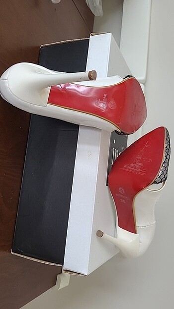 Beyaz gümüş stiletto - Görsel 4