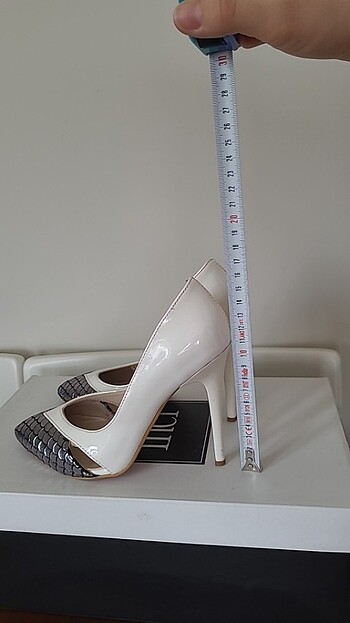 Beyaz gümüş stiletto - Görsel 6