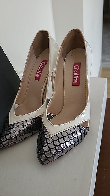 Beyaz gümüş stiletto - Görsel 7