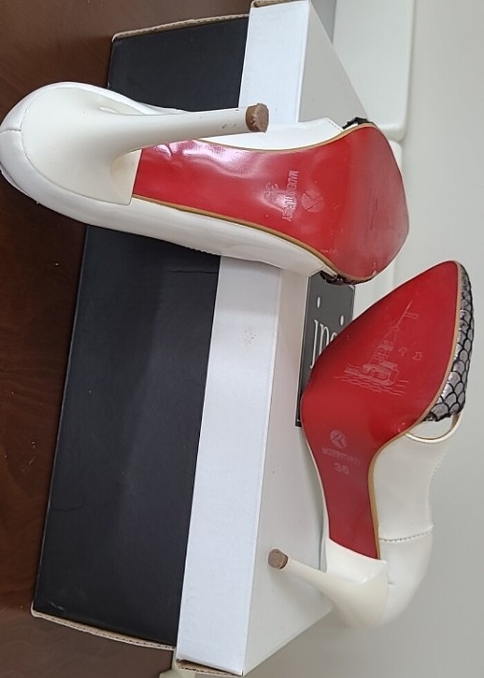 Beyaz gümüş stiletto - Görsel 4