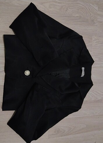 siyah saten blazer ceket (crop)