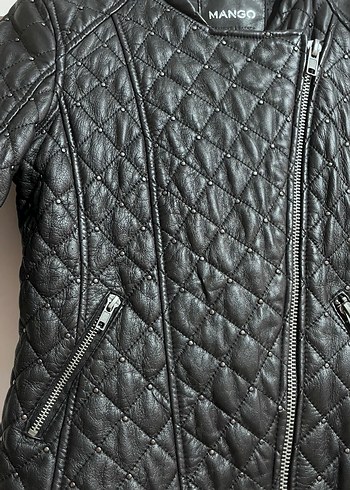 Deri Siyah Kadın Biker Ceket - Görsel 4