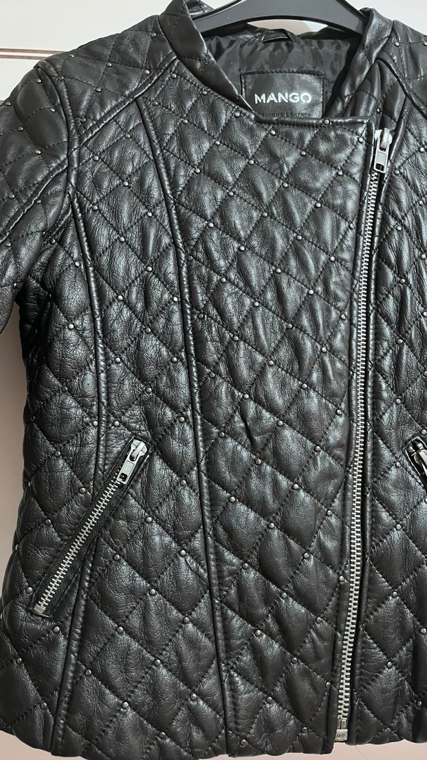 Deri Siyah Kadın Biker Ceket - Görsel 4