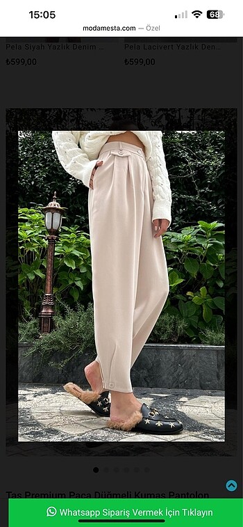 Paçası düğmeli pantolon - Görsel 5