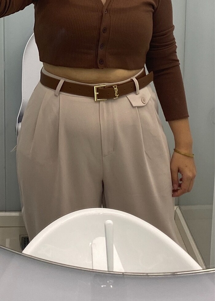 Paçası düğmeli pantolon - Görsel 3